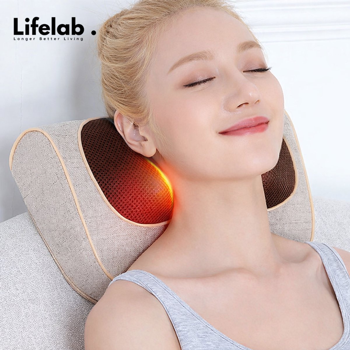 LifeLab Shiatsu Massagekussen met Warmtefunctie - Schouder- - €49,50