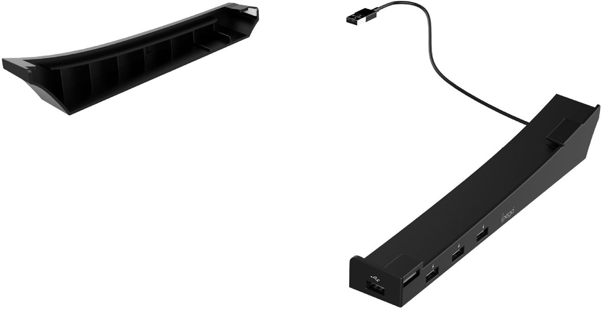 NAXSIR PS5 Horizontale Onderstel - Compacte Draagbare Opbergrek met 4 USB-poorten, Stofdicht & Ventileerd (Compatibel met PS5 Digitale/Disc Edition, ABS Kunststof)​