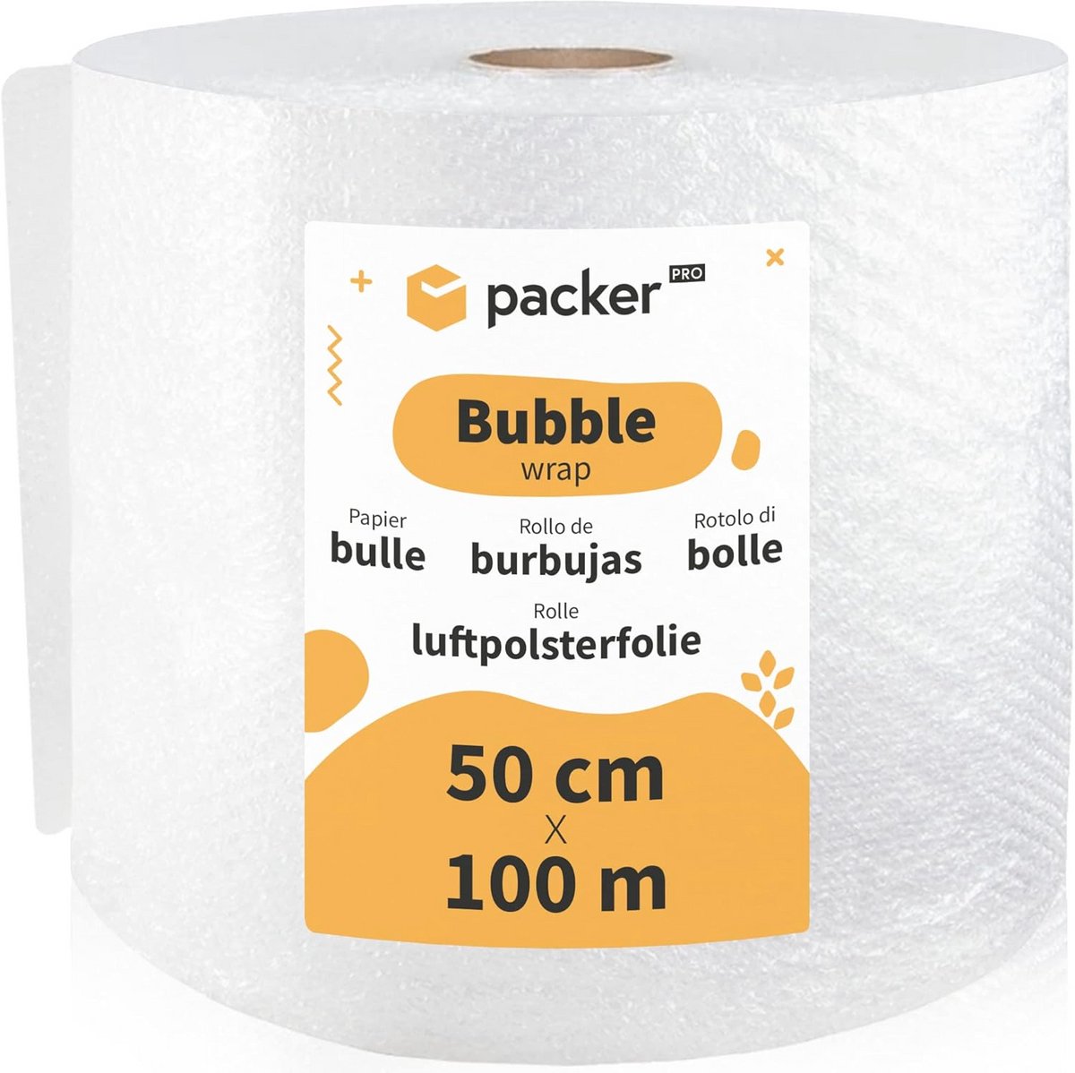 Bubble folie voor verpakking 50 cm breed en 100 m lang