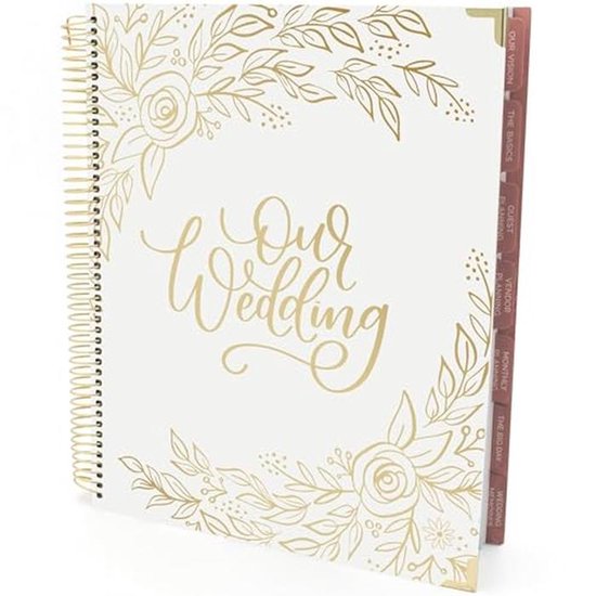 Foto: Bruiloft dag planner organizer ongedateerd hard cover goud bloemen
