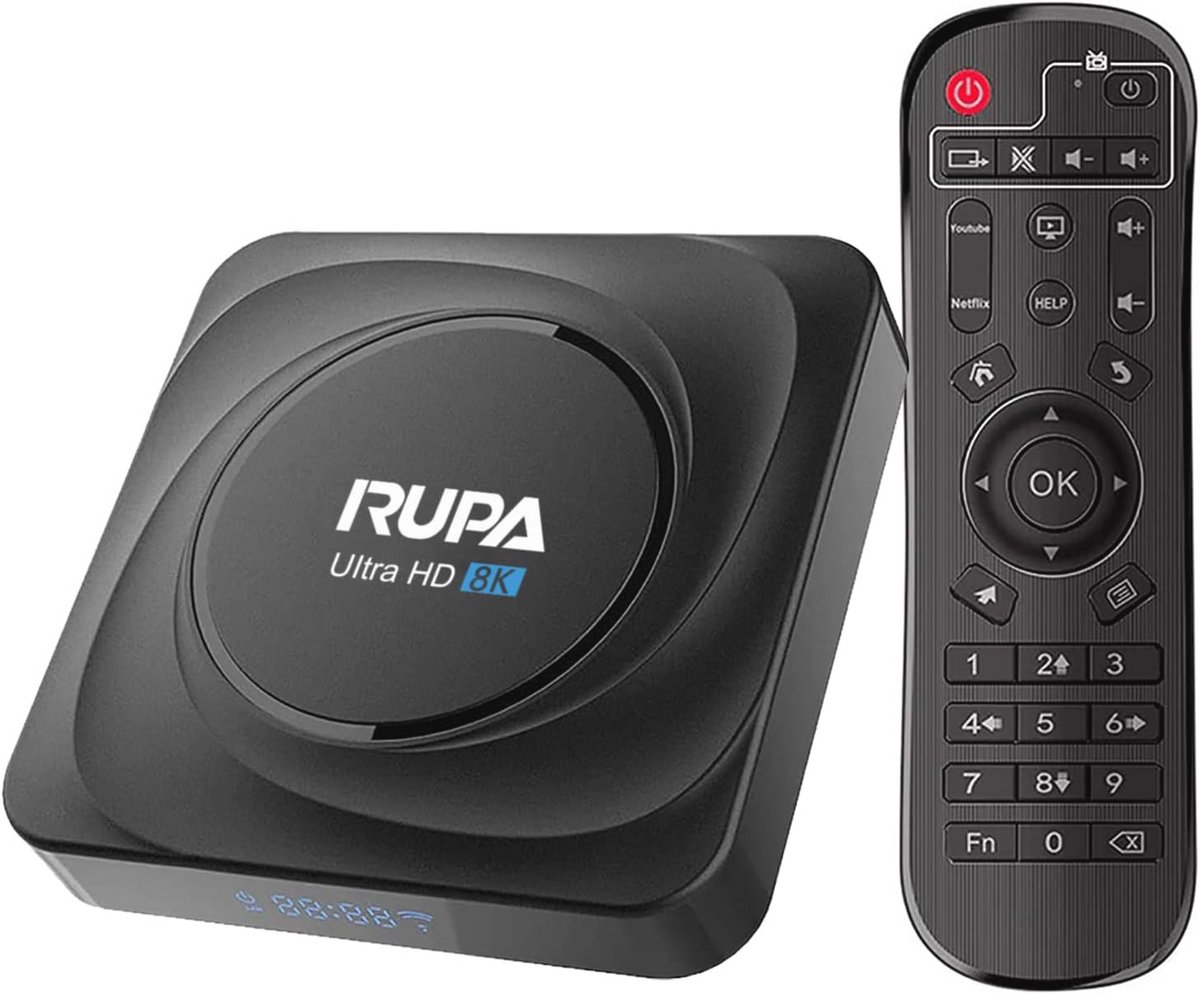 RUPA Android TV Box 11.0, Smart TV Box 8GB RAM 128GB ROM RK3566 Quad-Core CPU BT4.0 HD 3D 8K 2.4G/5.8GHz WiFi HDMI USB 3.0 LAN 1000M Android Box