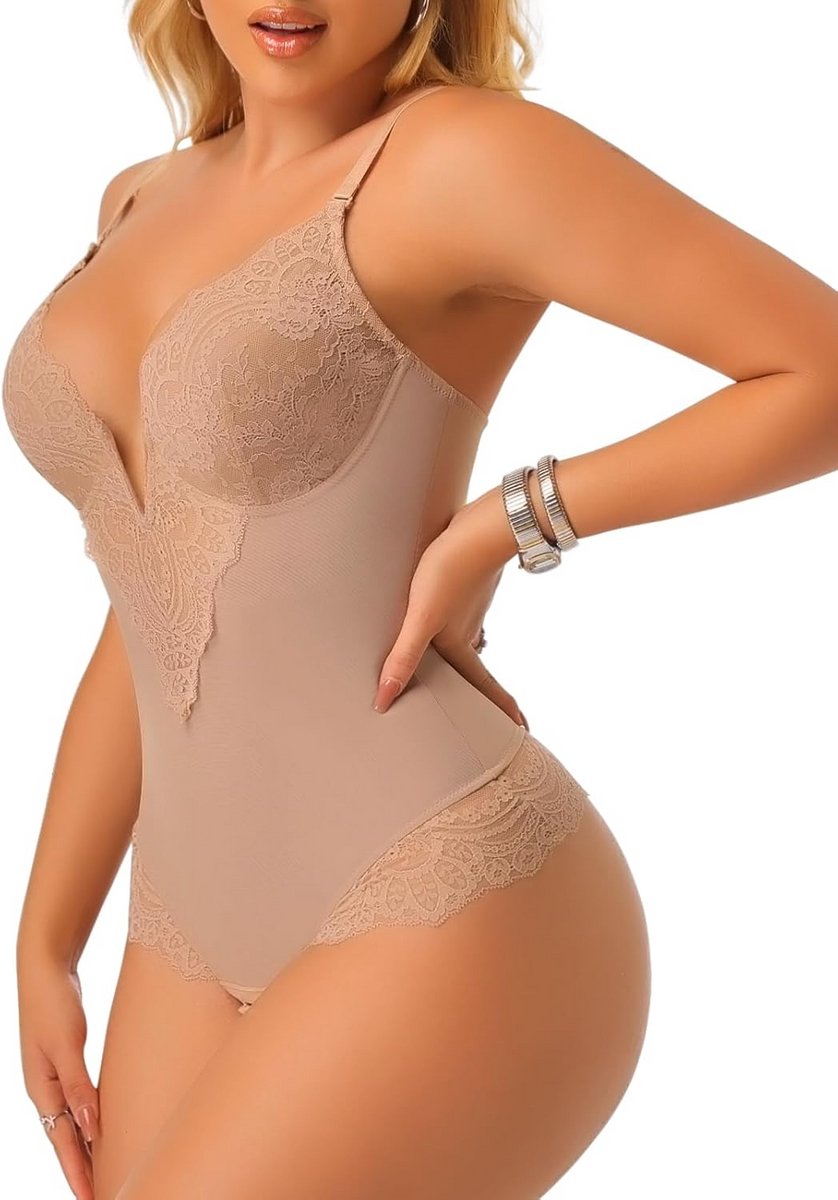Figuurcorrigerend Shapewear Bodysuit met Diepe V-hals voor Dames