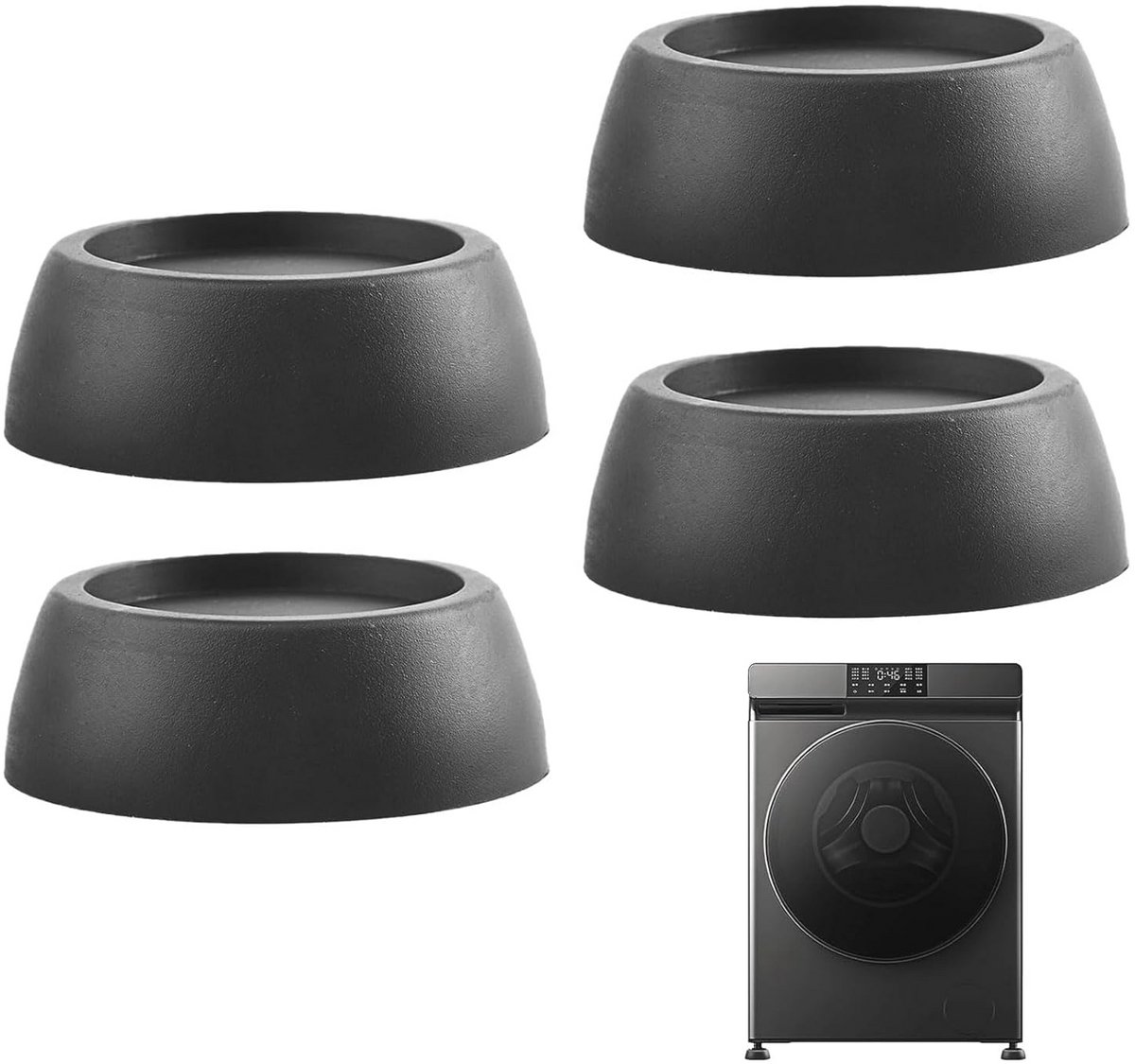 Trillingsdempers voor Wasmachine en Droger - 4 Stuks Rubber Voetjes (Zwart)