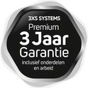 Zwart schild met "3XS SYSTEMS Premium 3 Jaar Garantie inclusief onderdelen en arbeid" tekst.