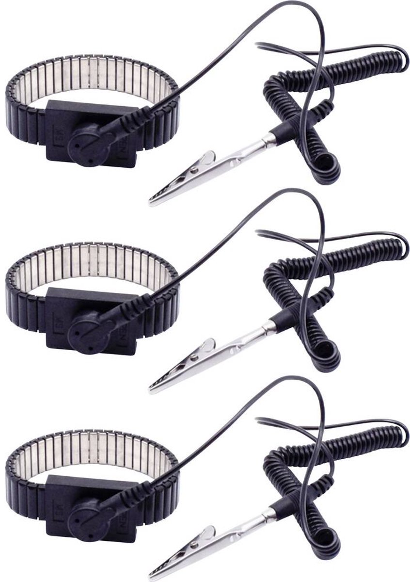 Quadrios ESD-armband Zwart Drukknop 10 mm