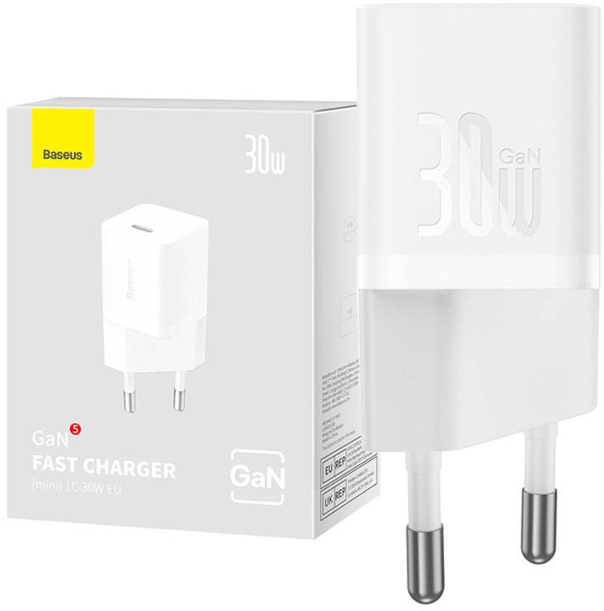 Baseus Mini Wandlader Gan5 30W Voor Apple Iphone Ipad Snel