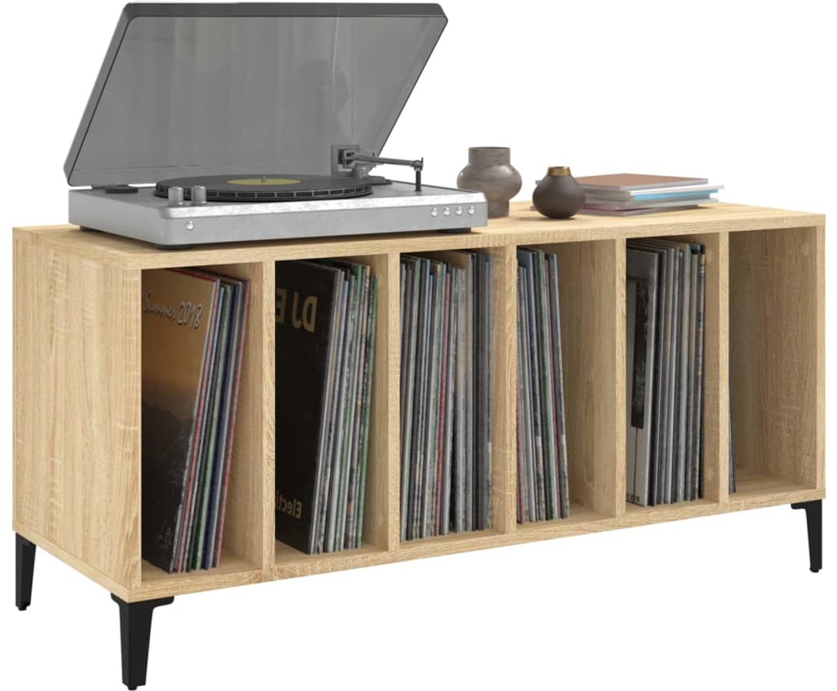 Platenspeler Meubel - LP-kast - Platenspelerkast - Draaitafelstandaard - Platenspelerstandaard - Vintage Displayplank - Sonoma Eiken