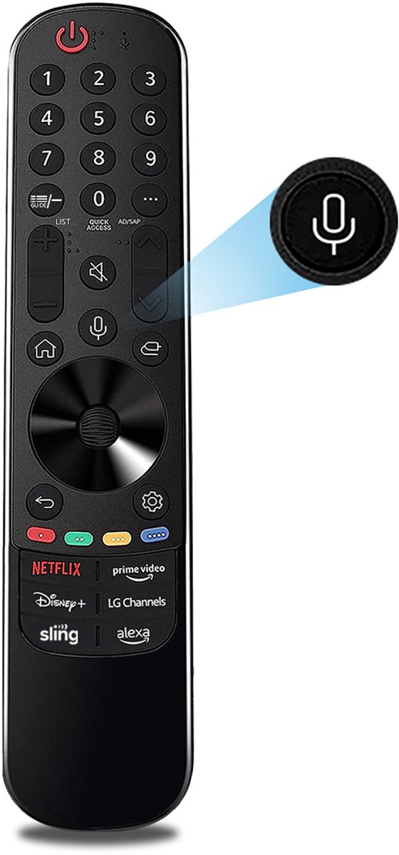 Universele Afstandsbediening voor LG Smart TV – Model MR23GA / AKB76043102 – Met Spraak & Bewegingsbediening – Voor Alle 2019-2023 Lg Smart TV Modellen – Zwart