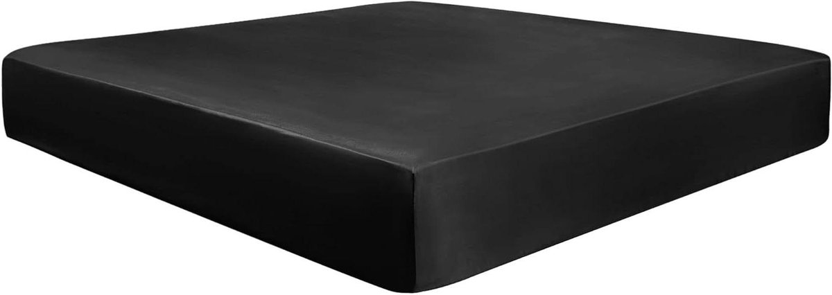 Provento Satijnen Hoeslaken 180x200cm voor matrassen tot 35cm hoogte - Elastische band - Zwart Any