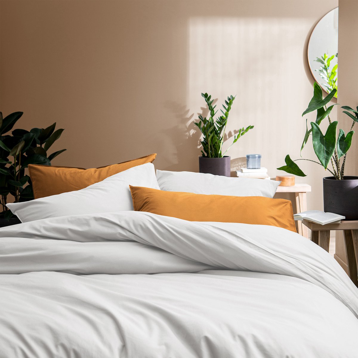 Matt & Rose Dekbedovertrek Wit - 240 x 220 + 2x 65 x 65 cm - Gewassen katoen