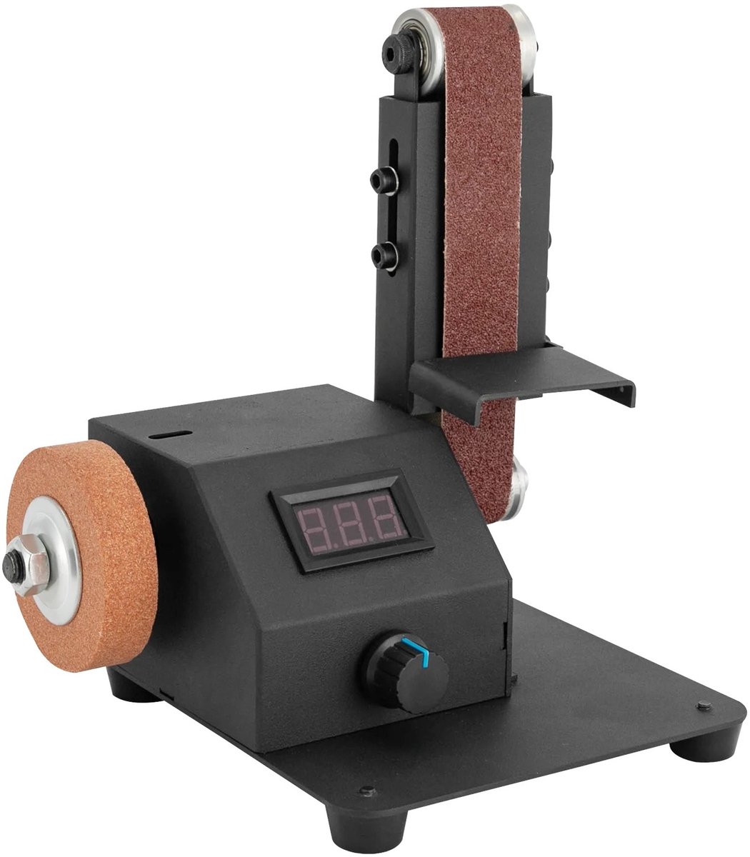 350W Mini Bandschuurmachine – Elektrische tafelbandschuurmachine – Voor hout, metaal en acryl – Voor- en achteruitfunctie – Oneindig instelbare snelheid – Compact en draagbaar – Stabiel en duurzaam ontwerp – foto 6