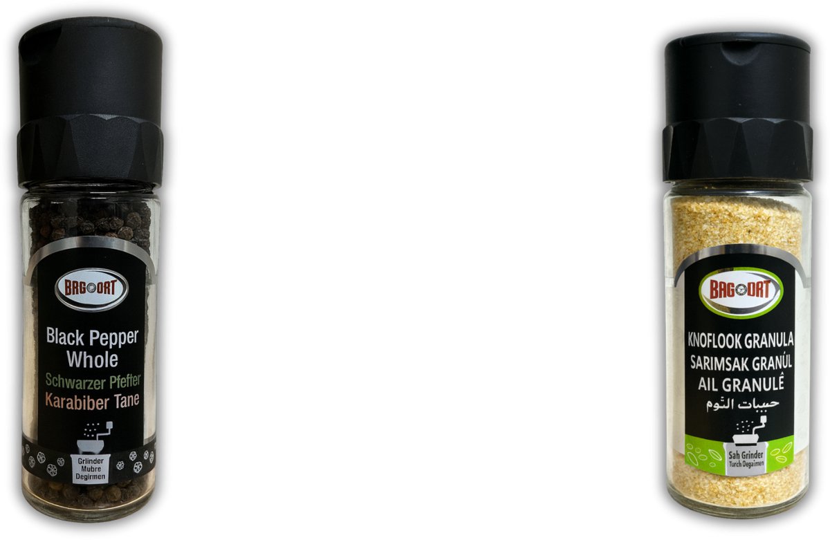 Bagdat Knoflook Granulaat + Peper Zwart Heel – 2-stuks