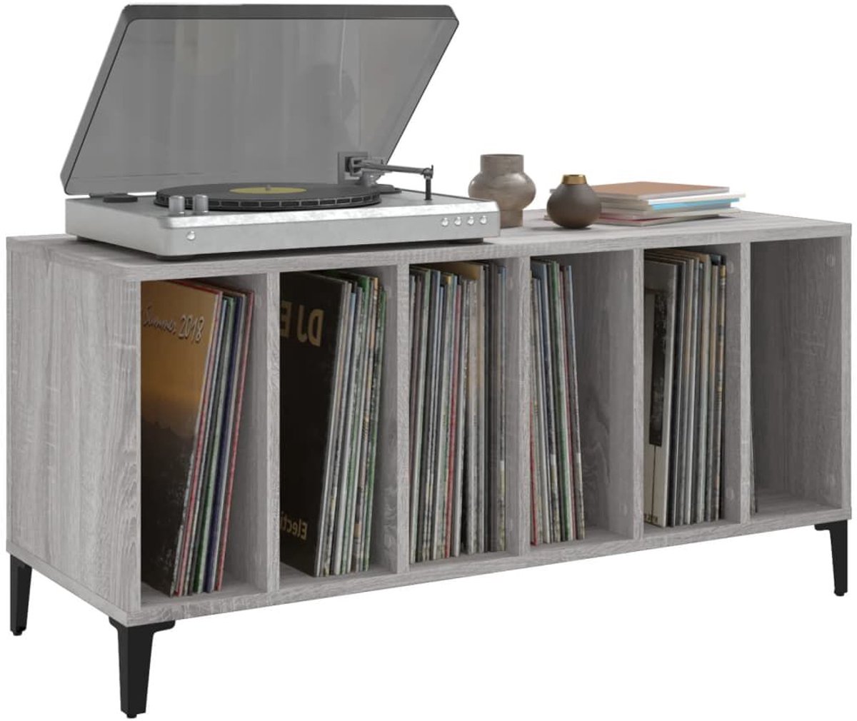 Platenspeler Meubel - LP-kast - Platenspelerkast - Draaitafelstandaard - Platenspelerstandaard - Vintage Displayplank - Grijs Sonoma Eiken