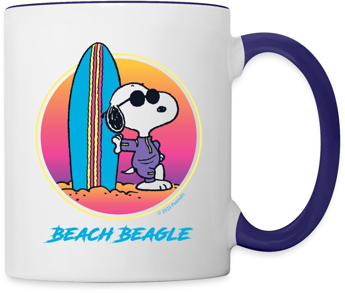Peanuts Snoopy Beach Beagle Vakantie Mok Tweekleurig