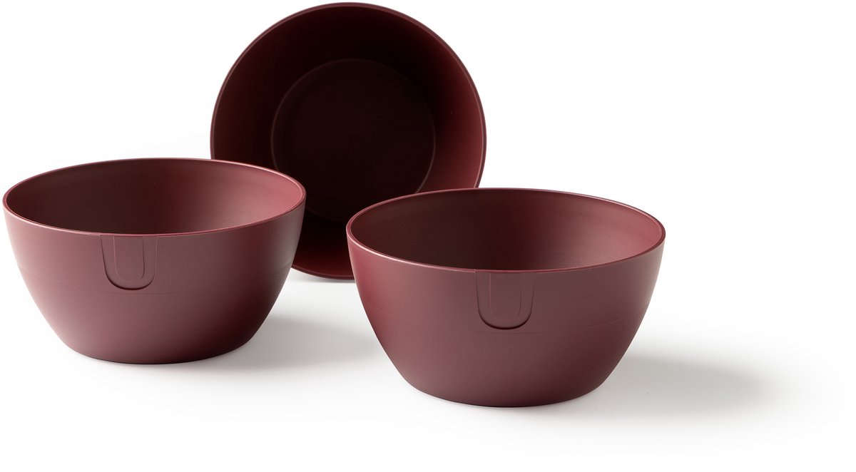 UBITE bio-based bowl (S) - set van 3 - Burgundy Rood - Ø 14 cm - kom/schaal/bak - duurzaam
