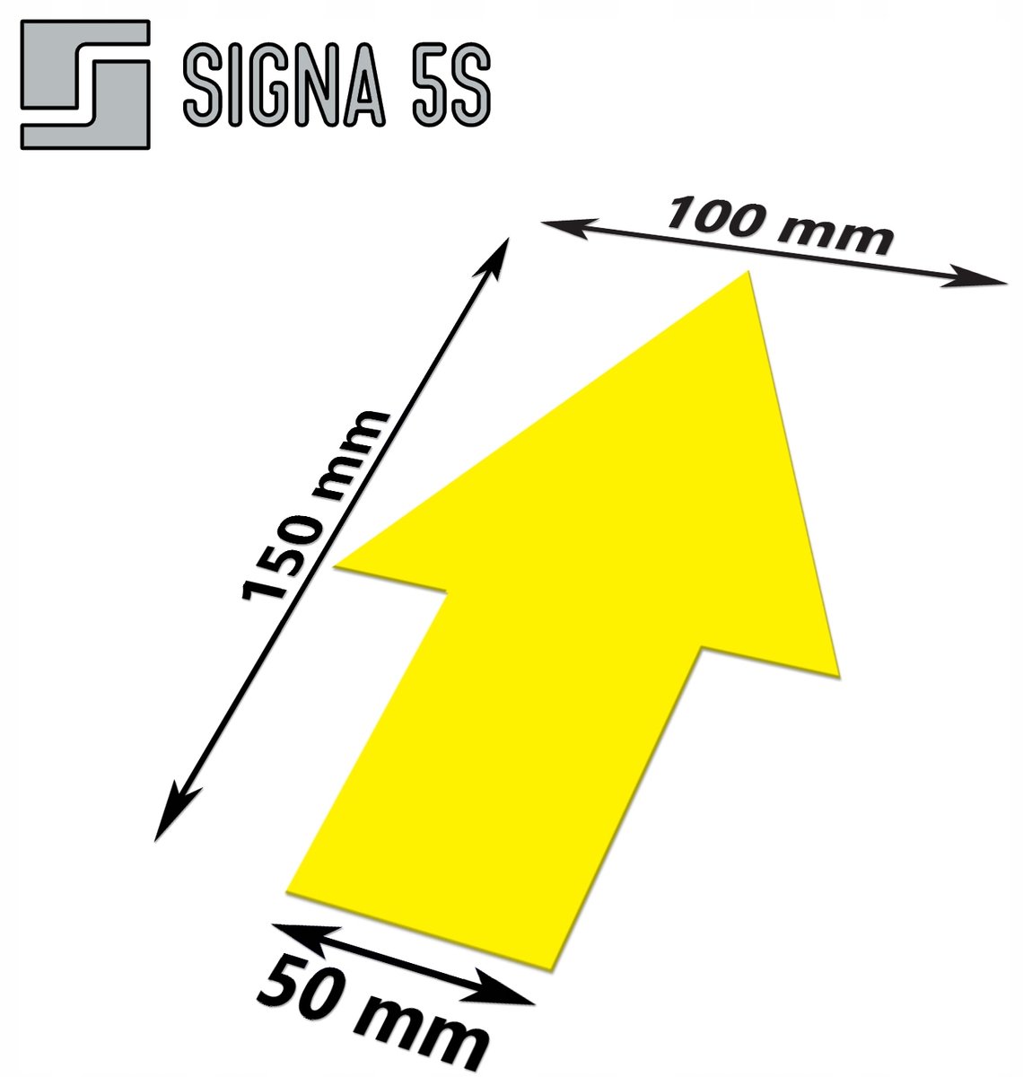 SIGNA 5S Vloermarkering Pijl Geel 100x150mm - Duurzaam & Zelfklevend