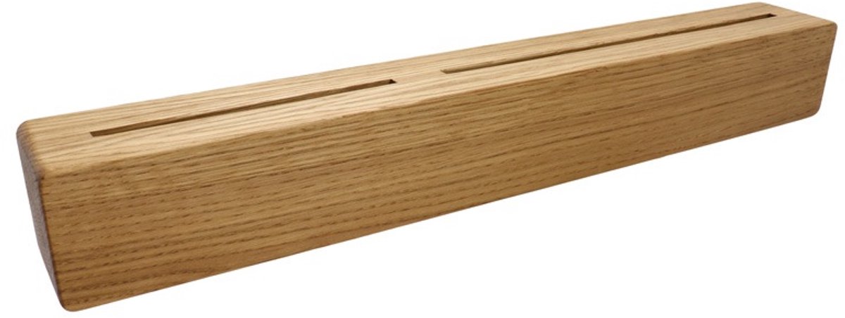 Handgemaakte Houten messenrek voor aan de muur. Eikenhouten messenhouder. 44.5x6x5.5cm
