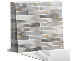 Coloray Plaktegels - Elegant marmerpatroon Portugese Tegels - 30 cm x 30 cm - Grijs Plaktegels - 9 stuks - Vierkant PVC Tegels - Plaktegels Keuken - Zelfklevende Vloertegels - Vinyltegels Vloer Zelfklevend - Zelfklevende Tegels