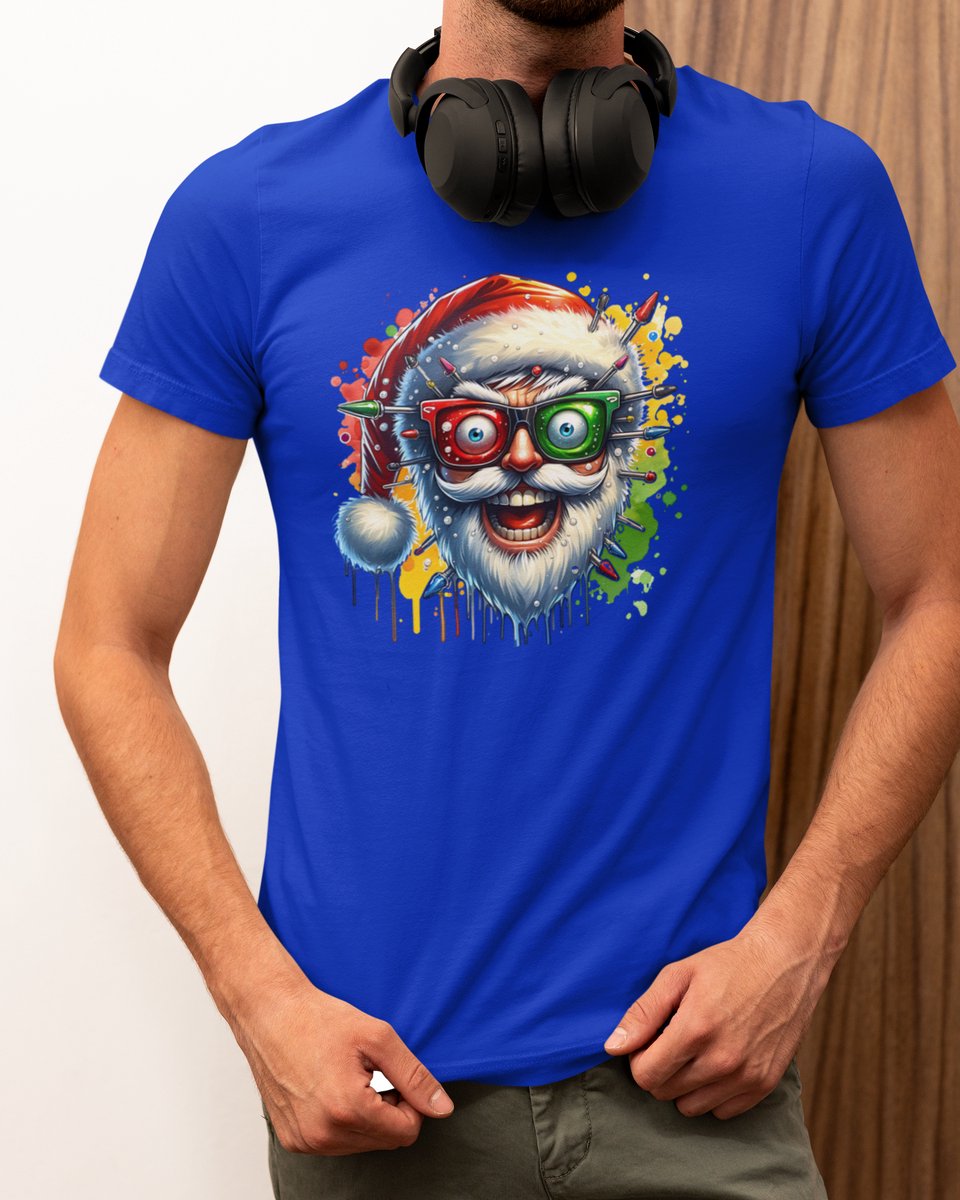 Electric Santa - Kerst T-shirt Blauw - Grappig T-shirt - Maat XXL - Kerst Cadeau Mannen - Limited Edition