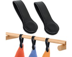 2 Stuks - Handdoek Klemmen - Handdoekklem van leer - Knijpers - Sterke Handdoekklem - Strandlaken Knijpers - Badlaken Clips - Strandlakenrek wasknijpers - Zwart
