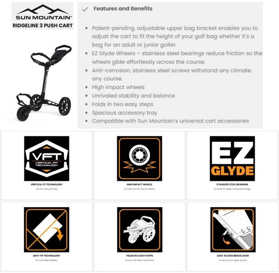 Sun Mountain Ridgeline 3 Golftrolley - Wit van Merkloos — afbeelding 4