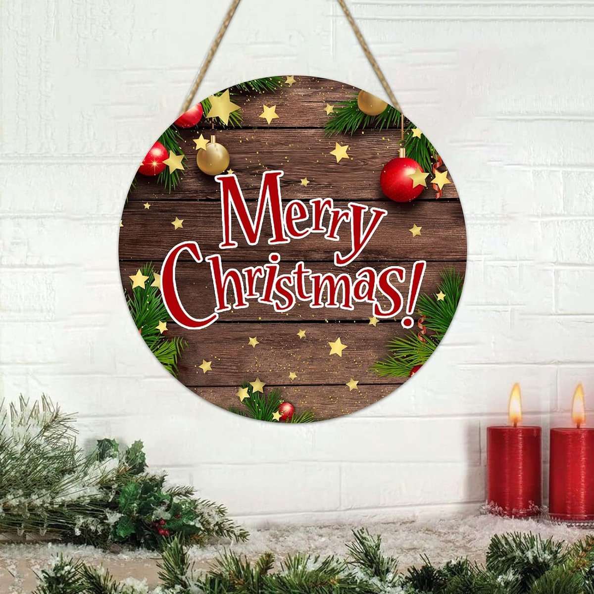 Kerstdecoratie set voor huizen, boerderijen en veranda's, inclusief deurborden en kransen. Feestelijke en sfeervolle kerstsfeer.