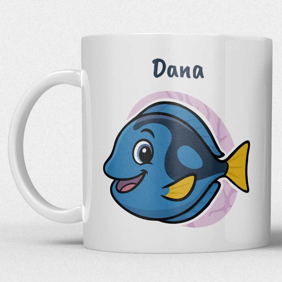 kindermok\kinderbeker | gepersonaliseerd met naam | met vis | wit | Schattige illustraties