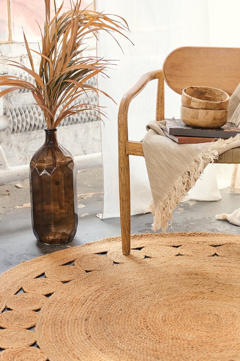 Tapiso Jute Rond Vloerkleed Natuurlijk Boho Tapijt Handgeweven Beige Natuurvezel Kleed voor Woonkamer en Slaapkamer, foto 4
