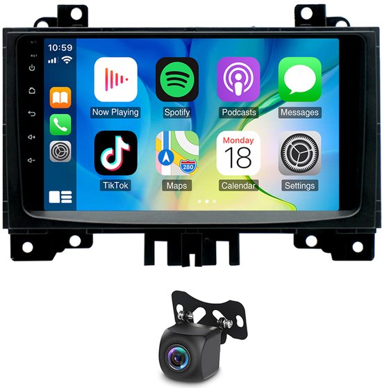 Autoradio - 9 inch Android 13 2+32 GB Ondersteunt draadloze CarPlay en Android Auto, GPS-navigatie + AHD-achteruitrijcamera - Geschikt voor Mercedes-Benz Sprinter-modellen van 2006-2017