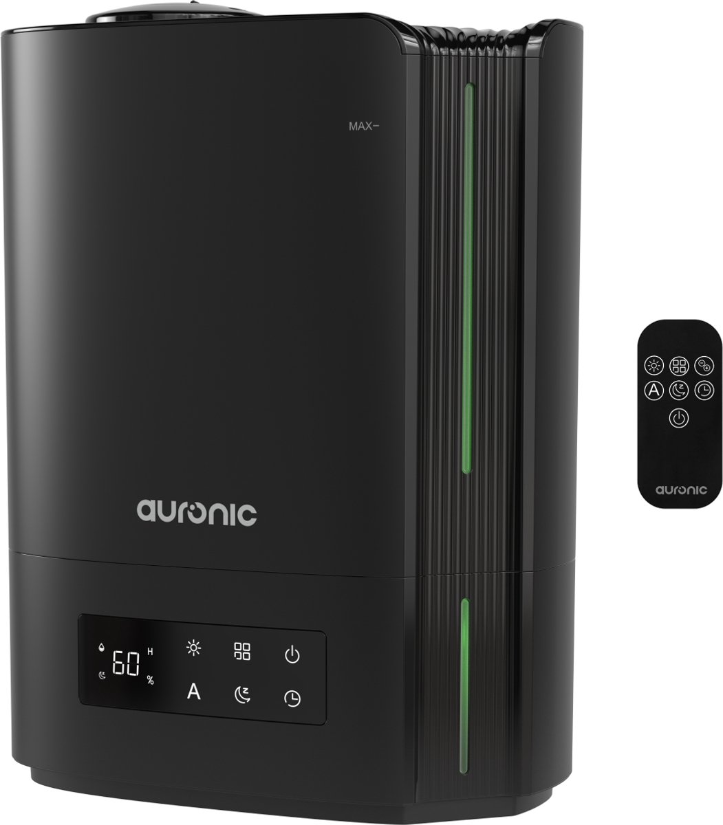 Auronic Luchtbevochtiger - 5 Liter - Geschikt voor Woonkamer, Kantoor, Slaapkamer, Babykamer en Meer - BPA-Vrij - Zwart