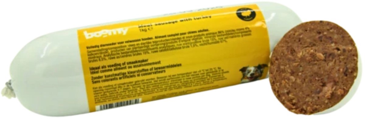 Boomy Boomy - Hondenvoer - Maaltijdworst hond - Hondenworst - Vers vlees honden - Kalkoen - 5 x 1kg