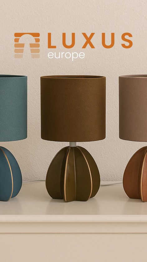 Lampe de table Luxus Rome - Rouge - H33xØ18 - Raccord E14 - Céramique - Handgemaakt - Lampe de table de chambre à coucher - Lampe de table de salon - Lampe de bureau