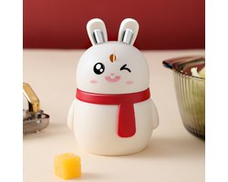 Schattige tandenstokerhouder in de vorm van een konijn, tandenstokerdispenser met drukknop, handig huishoudelijk hulpmiddel, 6 cm in diameter, 12 cm hoog - wit.