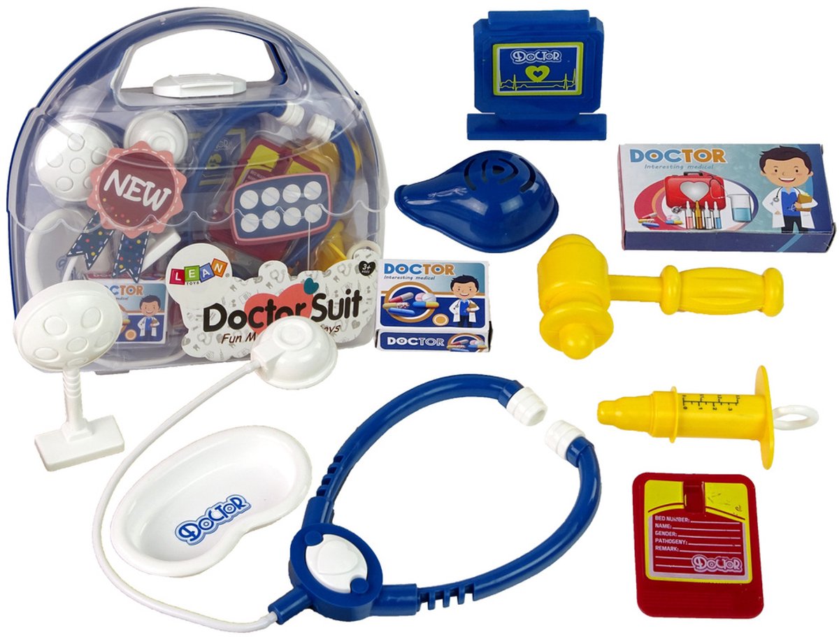Lean Toys Doktersset met Opbergkoffer - Speelgoed Artsenset met Stethoscoop en Spuit - Educatief Rollenspel voor Kinderen vanaf 3 Jaar - Speelgoed Dokter