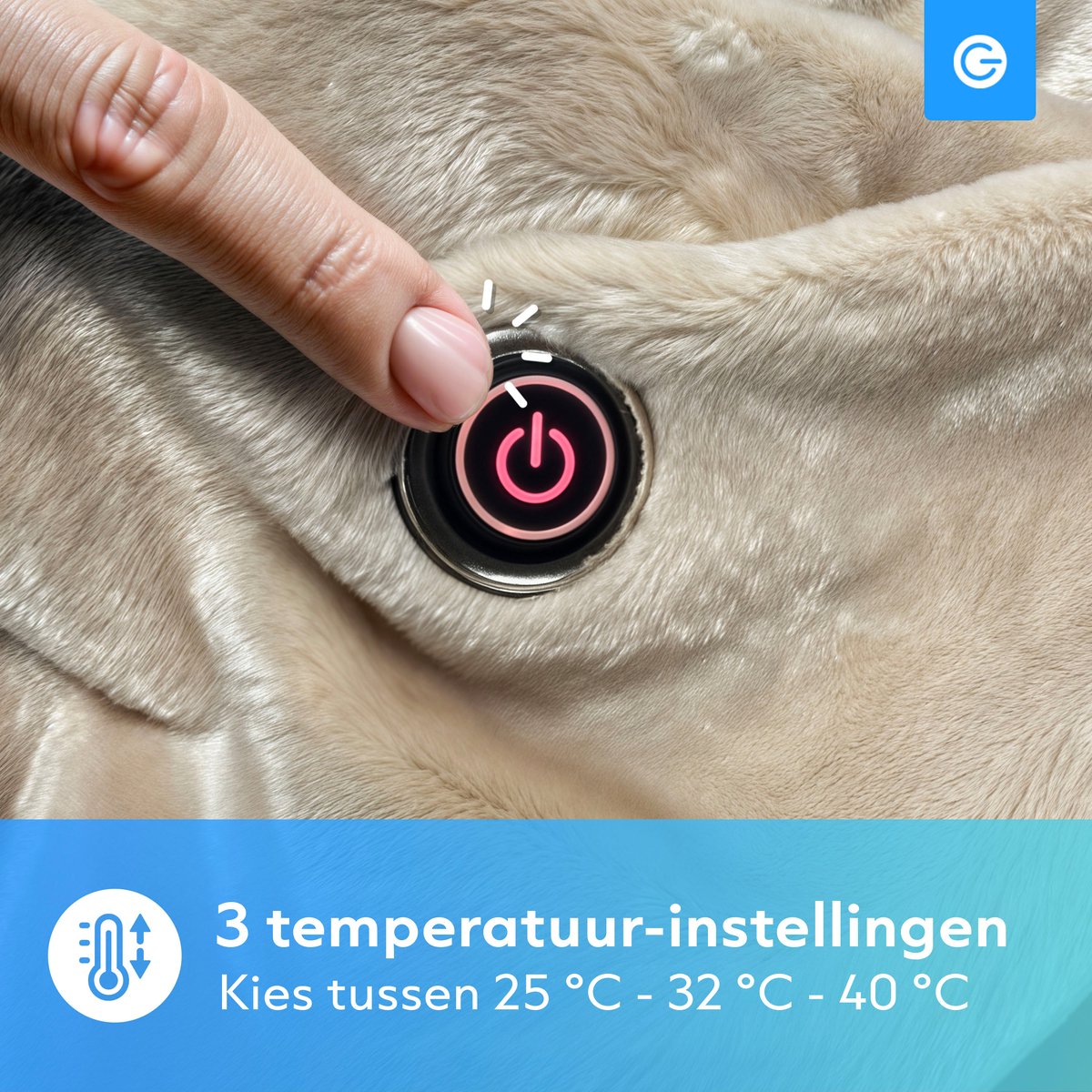 Silvergear Hoodie Deken 150x80cm Beige 3 Warmtestanden - afbeelding 3