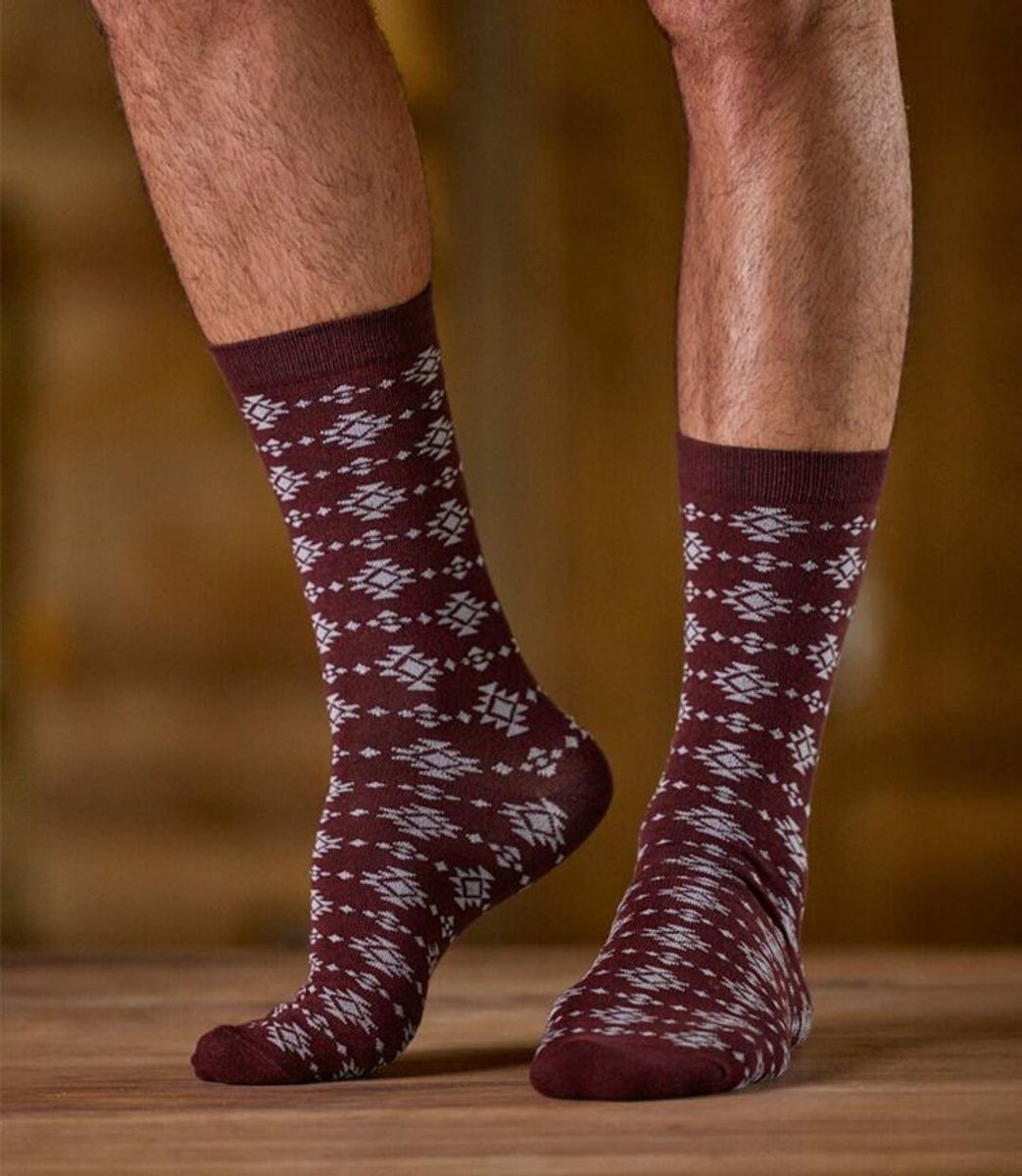ATLAS FOR MEN - Set van 5 Paar Sokken met Jacquardmotief - Heren - Verkrijgbaar in grote maten - 39/42