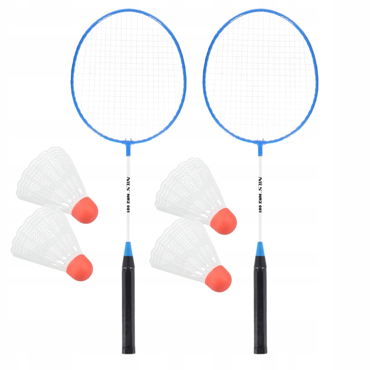 NILS Badmintonset: 2 rackets en 4 nylon shuttles voor kinderen