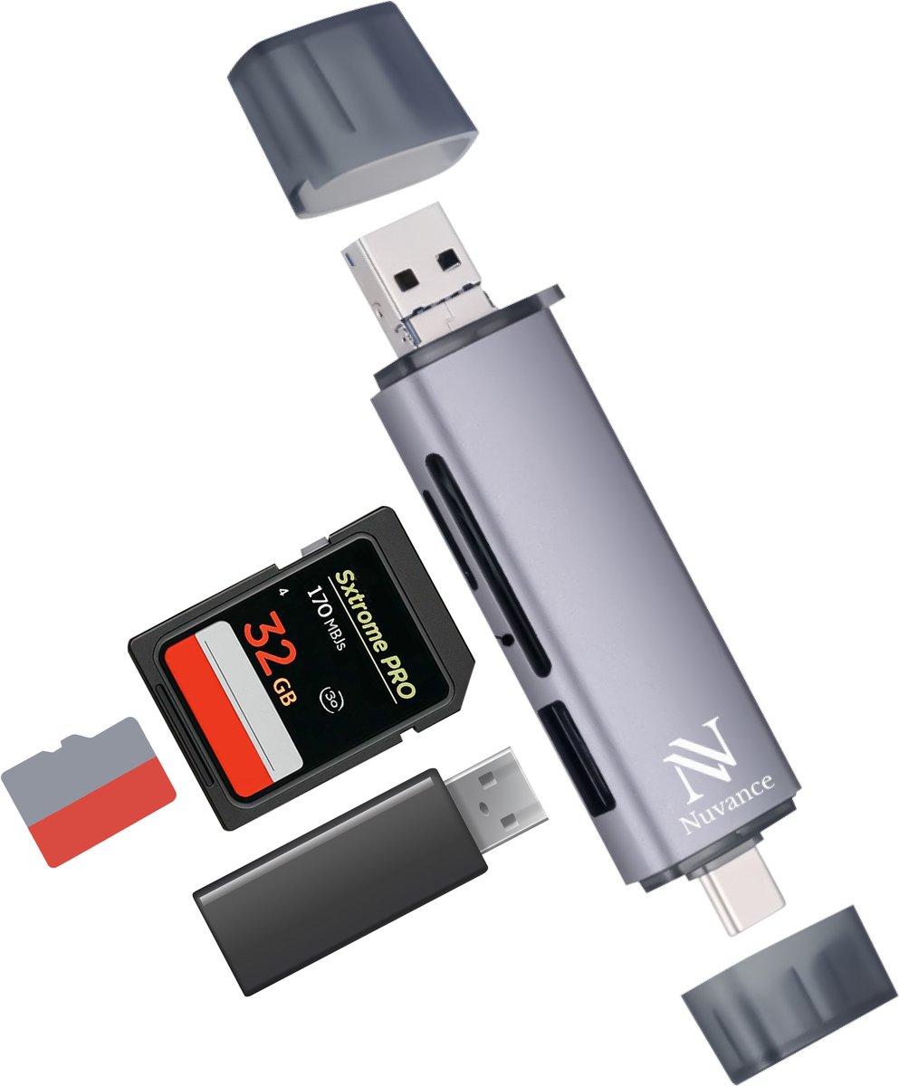 Nuvance Sd Kaart Lezer - Sd Kaartlezer Usb C - Card Reader - Micro Usb - Geheugenkaartlezer - Micro Sd Kaart Lezer