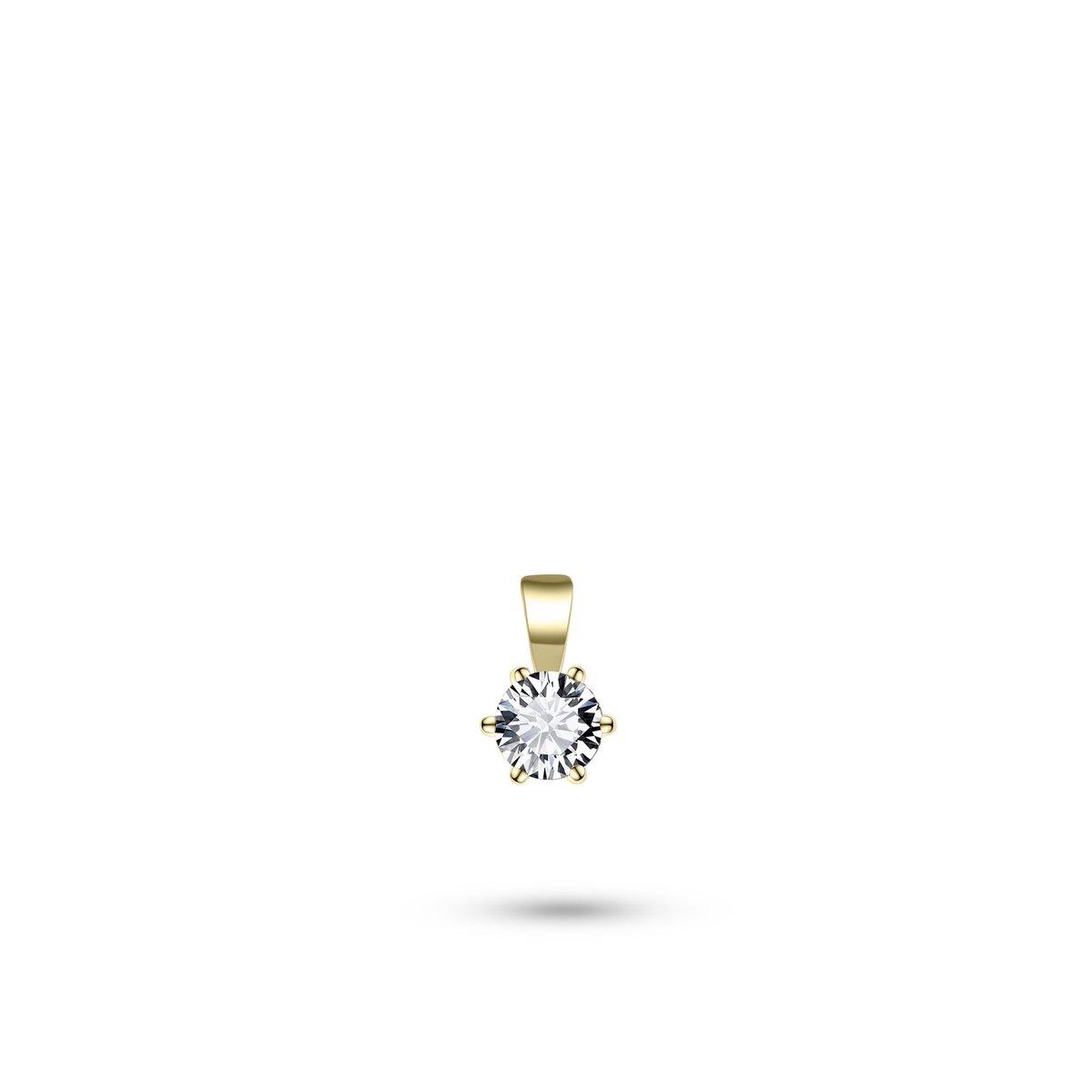 Gisser Jewels - Hanger excl. Collier - Solitaire gezet met Zirkonia - 5mm Breed - Geelgoud Verguld Zilver 925