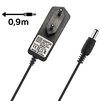 Zwarte AC/DC adapter met EU stekker en 0.9m kabel.