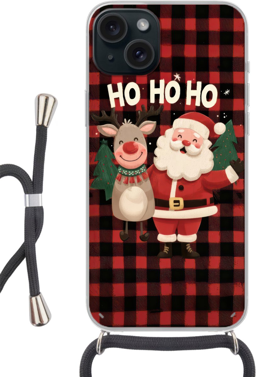 Kerstman - Rendier - Tekst - Rood - Zwart
