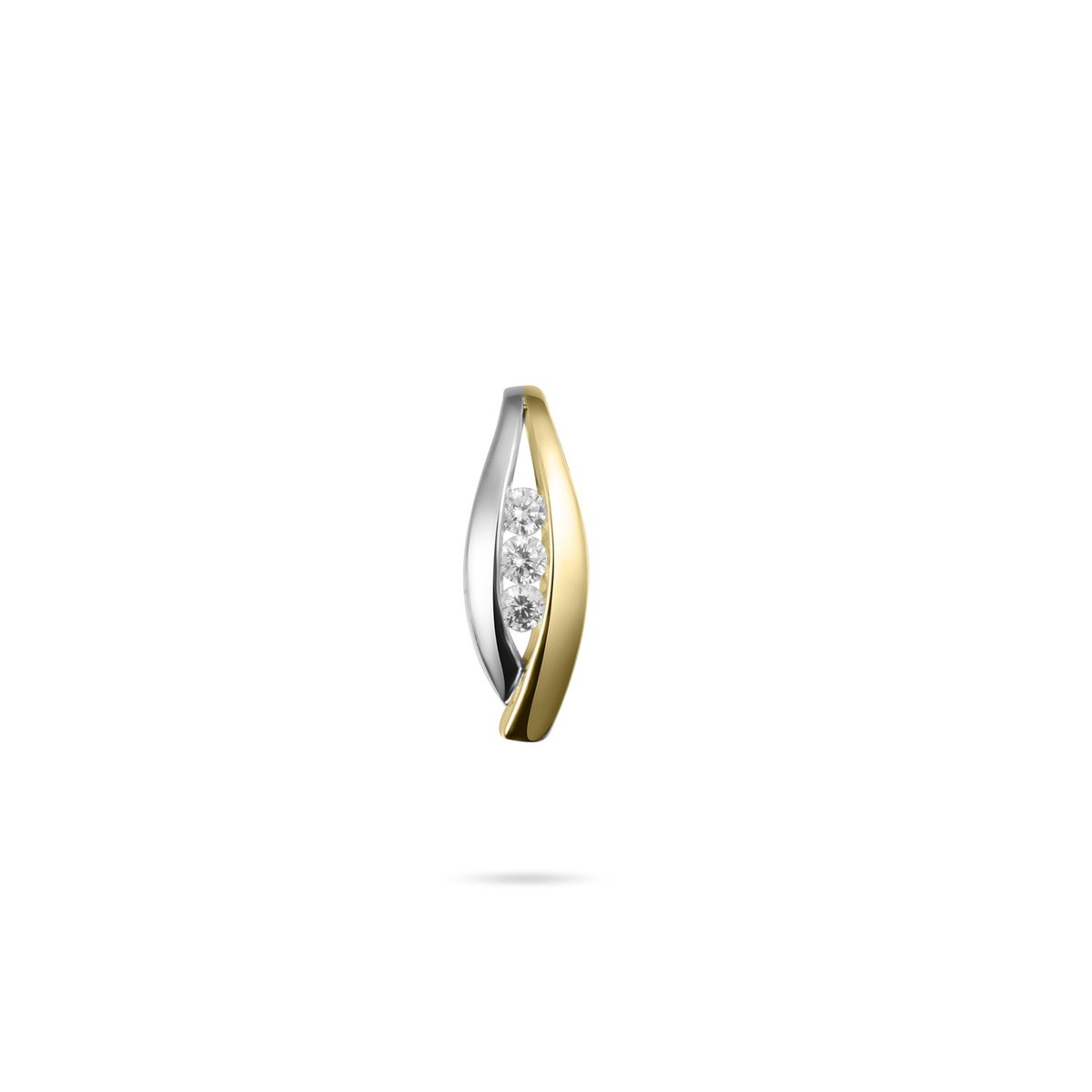 Gisser Jewels - Hanger excl. Collier - Fantasie gezet met Zirkonia - 17mm x 6mm - Bi-color 14 Karaat Goud