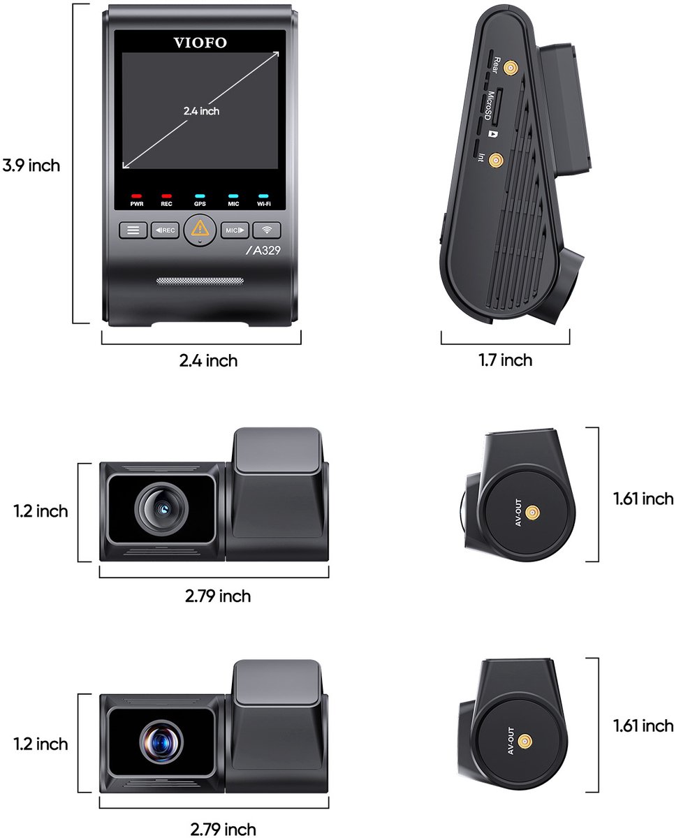 Sony VIOFO A329T 3CH - Dashcam - 4K + 2K Telelens + 2K Achtercamera thumbnail 4