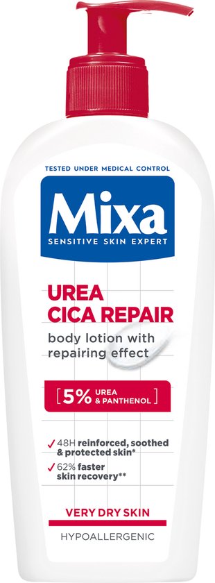 Lotion corporelle réparatrice et nourrissante Mixa Urea Cica - Peaux sèches et rugueuses - Corps et mains - 250 ml