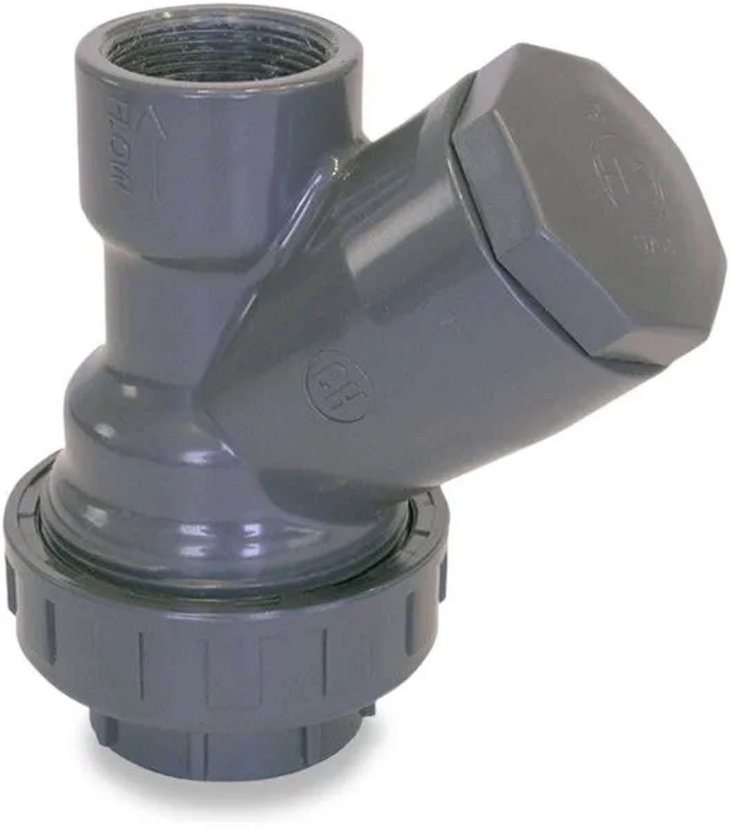 Terugslagklep PVC-U 1 1/2" binnendraad 10bar DN40 grijs
