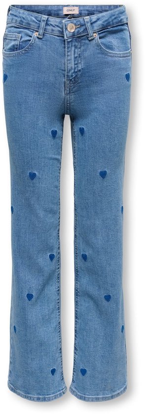 Blauwe jeans met een all-over donkerblauwe hartjesprint van ONLY.