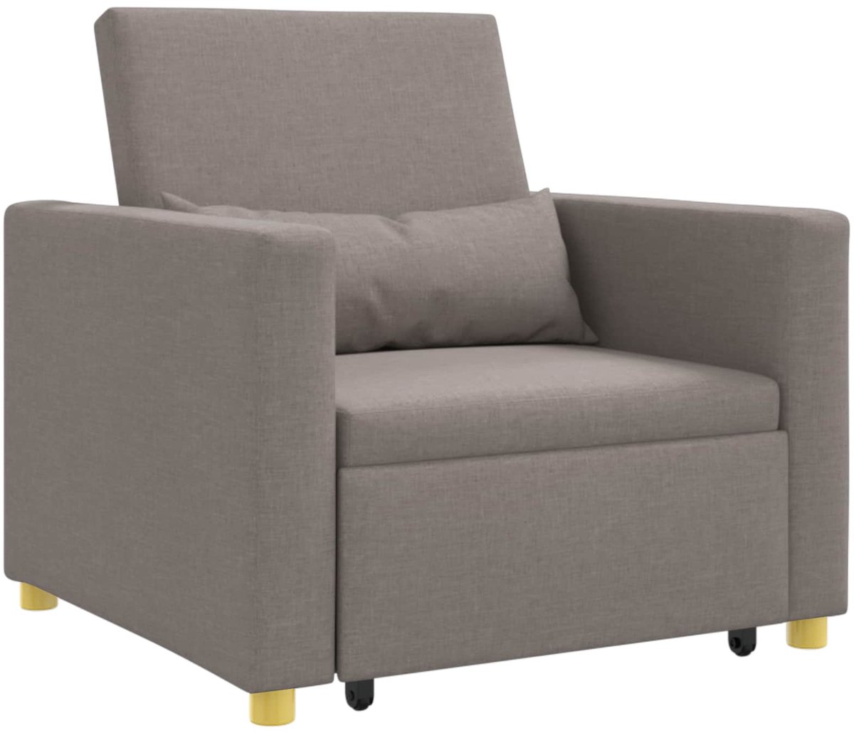 vidaXL Uittrekbare - slaapbank - eenpersoons - Taupe - Stof
