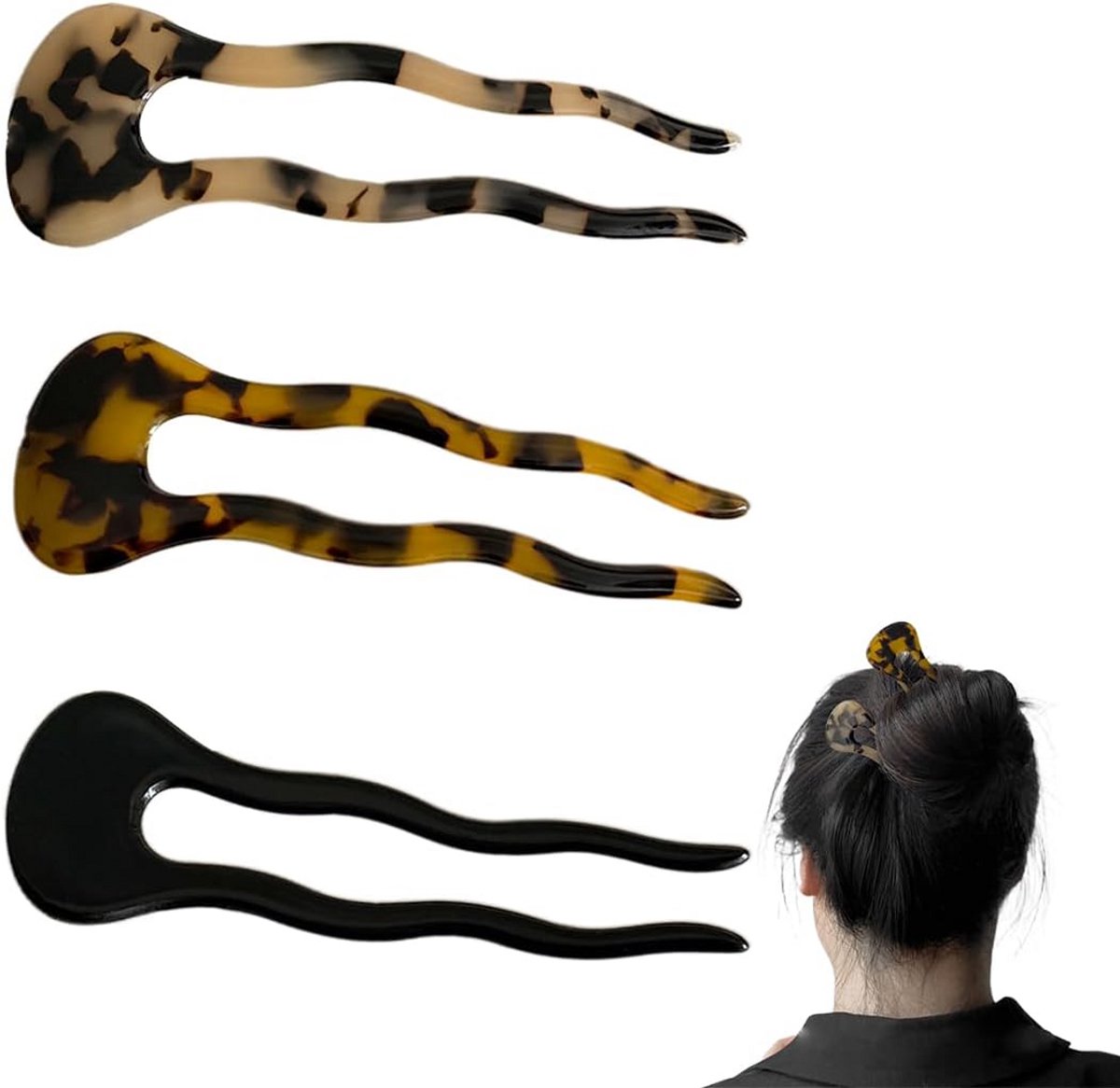 Elegante U-vormige Haarspelden voor Vrouwen en Meisjes - Set van 3