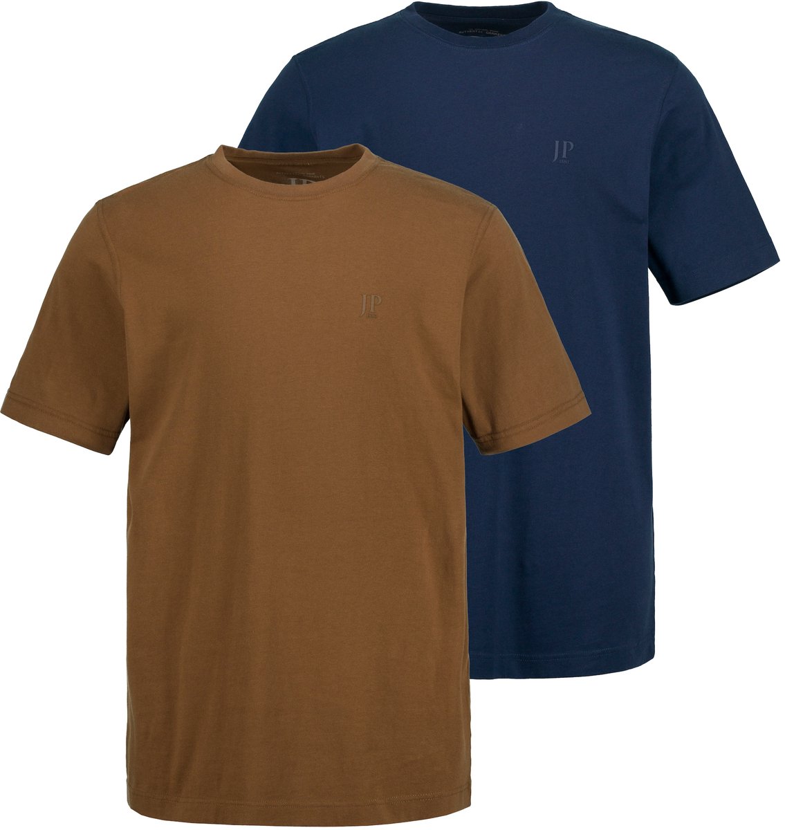 JP 1880 - Heren - T-shirts basic set van 2 ronde hals - Mokkabruin - Maat XL