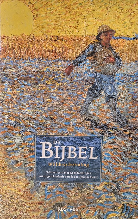 De Bijbel Willibrordvertaling, geillustreerd met 64 afbeeldingen uit de geschiedenis van de christelijke kunst.